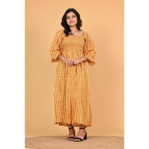Vestido Maxi Ecológico de Algodón con Estampado de Bloques para Mujer, Hecho a Mano en India, Estilo Boho Floral, para Fiestas de Verano y Otoño - Product Image 5