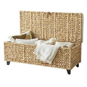 Wholesale Water Hyacinth Bench With <b>Storage</b> Baskets, Woven Wicker Bench With <b>Cushion</b> For Living Room From Vietnam Factory - Product Image 1