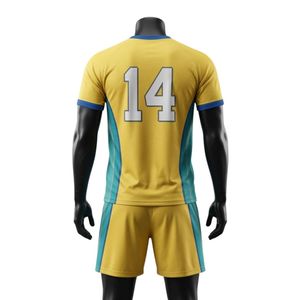 Ensemble short et maillot de netball sublimé jaune turquoise pour homme, respirant, séchage rapide, en polyester, tenue de sport athlétique pour match et entraînement - Product Image 2