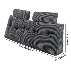 Cuscino a cuneo per testiera letto matrimoniale con 2 tasche laterali, 2 poggiatesta, lavabile, in flanella, per lettura a letto e relax, per letti matrimoniali - Product Image 5