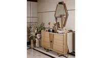 Ensemble de chambre à coucher en bois de teck massif, style italien moderne de luxe, capitonné et cannelé, sur mesure, pour lits California King/Queen