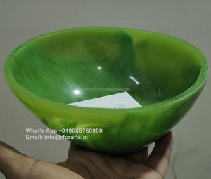 Ensemble de saladiers et de coupes à fruits en résine écologique de qualité supérieure, design moderne, motif vert en spirale, pour les mariages, les fêtes et les entreprises - Product Image 2