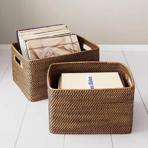 Rattan <b>basket</b> functional <b>baskets</b> <b>vegetable</b> book clothes containers kitchen bedroom drawers organizer - Product Image 1