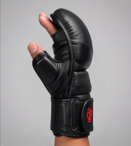 Gants de grappling MMA en fibre de carbone noire, finition mate, demi-doigts, équipement d'entraînement - Product Image 3