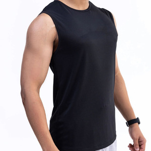 Débardeur sans manches pour homme, blanc et bleu, à blocs de couleur, col rond, séchage rapide, style sportif, coupe classique, pour l'été - Product Image 4