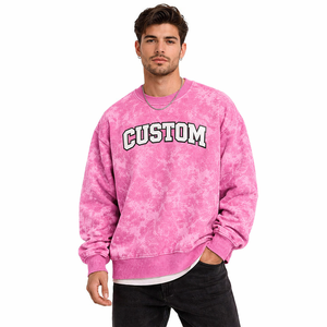 Premium Quality Acid Wash Crewneck <b>Sweatshirt</b> Custom Logo Printing Oversized Fit Comfortable Casual Wear for Men Bulk Order - Product Image 1