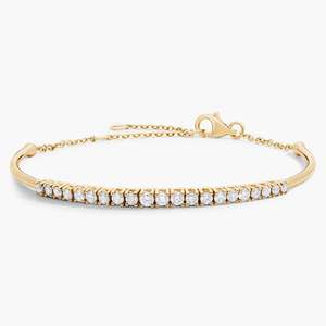 Pulsera minimalista con barra de diamantes y piedras redondas brillantes en cadena ajustable, elegante joya para la muñeca, estilo de lujo para el día a día. - Product Image 2