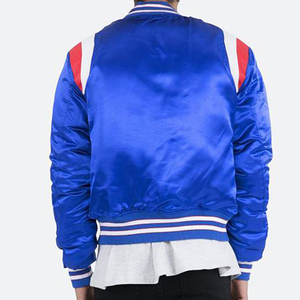 Chaqueta Bomber de Satén para Hombre con Bordado Deportivo y Detalle de Parche Frontal, Largo Regular, Venta al por Mayor - Product Image 4