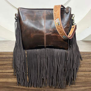 2025 vente chaude tendance Design repoussé à la main en cuir de vachette frange sac à main élégant et à la mode femmes épaule sac à bandoulière - Product Image 5