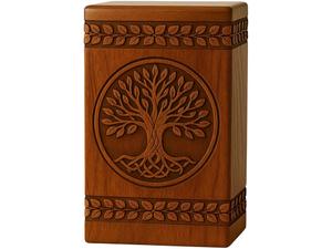Urna de madera artesanal para cenizas con diseño del Árbol de la Vida para cenizas humanas, tamaño mediano, caja de urna de 9x5.5. - Product Image 1