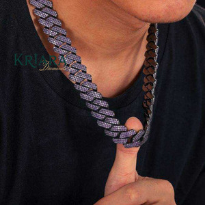 S925 Luxury Men's Gold Plated Moissanite Link <b>Chain</b> Necklace Round Brilliant Cut Micro Pave Everyday Wear - Product Image 2