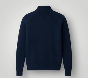 <b>Men's</b> <b>Navy</b> <b>Quilted</b> <b>Jacket</b> Stand Collar Zipper Closure Windproof Casual Outerwear Winter Down Filled Front Logo - Product Image 2