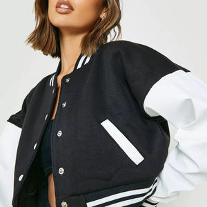 Veste universitaire pour femme en coton imprimé écologique personnalisée, imperméable, broderie de haute qualité, veste universitaire courte en polaire pour femme - Product Image 6