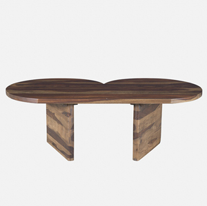 Mesa de Centro Moderna de Madera de Mango y Acacia con Forma de Medio Círculo, Dos Patas Plegables, para Sala de Estar, Oficina en Casa, Mesa de Café - Product Image 2