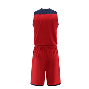 Ensemble de maillot de basket-ball unisexe rouge, débardeur sans manches avec short à taille élastique, vêtements de sport en polyester respirant - Product Image 5