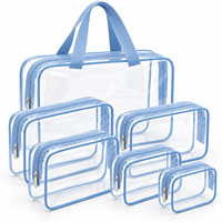 Ensemble de trousses de toilette et de maquillage personnalisées, portables, transparentes, imperméables en PVC avec fermeture éclair pour le rangement en voyage