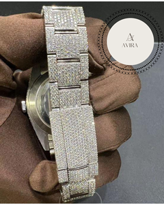Montre en Moissanite de Qualité Supérieure pour Usage Quotidien Intensif, Bracelet Diamanté sur Cadran Blanc, Montres à Quartz en Stock Prêt à l'emploi - Product Image 5