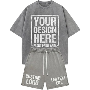 Conjunto de Camiseta y Pantalones Cortos Urban Reign para Hombre, Estampado, Estilo Urbano, Verano, Cuello Redondo, Transpirable, 100% Algodón, Tejido Suave, Dos Piezas - Product Image 4
