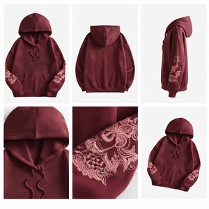 Custom 3D Embroidered 100% Cotton Solid Fleece Oversized Eco-Friendly Unisex Premium Pullover Hoodie Spring - Product Image 4