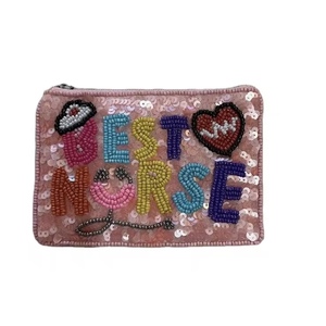 Handmade Mini Seed Beaded Animal Print Lobster Style Coin <b>Purse</b> Coin Collecting <b>Key</b> Card Case Gift Pouch Small Saving Pouch - Product Image 5