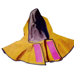 Couvre-casque de soudage en cuir de vachette fendu avec drapé pour le cou et les épaules, ignifuge, casquette de protection pour le soudage, unisexe - Product Image 4