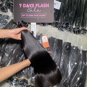 Vente en gros de couleur naturelle noire # Extensions de cheveux 1b Weft, mèches de cheveux humains lisses et soyeux, best-sellers, livraison rapide - Product Image 4