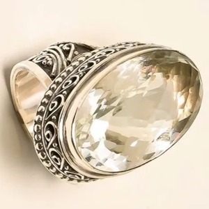 Anillo de Compromiso Boho de Plata de Ley 925 con Citrino para Mujer, Gema Amarilla Ovalada de 12x16 mm, Piedra de Nacimiento de Noviembre - Product Image 2
