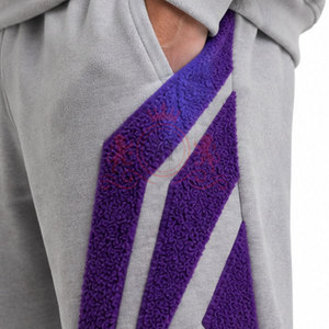 Conjunto Deportivo para Hombre, Gris Morado con Estampado Geométrico, Sudadera con Capucha y Pantalones, Ropa Casual de Manga Larga, Estilo Invernal - Product Image 5