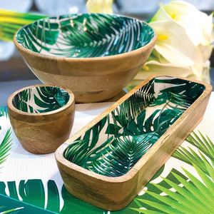 Bandeja de madera natural con etiqueta privada y detalles en esmalte para decoración del hogar de inspiración ecológica que combina la textura de la madera - Product Image 5