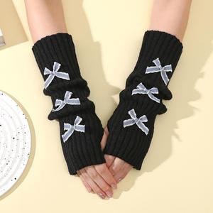 Gants sans doigts en coton et élasthanne pour femmes, anti-boulochage, compatibles écran tactile, mitaines chaudes à demi-doigts - Product Image 1