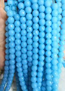 Cuentas de jade azul facetadas redondas de piedra natural para pulsera, fabricación de joyería DIY - Product Image 2