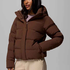 Women's Short Casual Canvas Blouson Hooded Loose Fit Lightweight Quilted <b>Waterproof</b> Windproof Breathable <b>Winter</b> <b>Coat</b> - Product Image 1