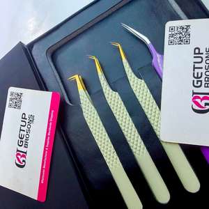 แหนบดึงขนตา GETUP BROSONS IMPEX รุ่น Professional ทำจากสแตนเลสสตีล ป้องกันไฟฟ้าสถิตย์ ป้องกันแม่เหล็ก ปลายที่ทนทาน งอ 45 องศา/90 องศา แบบยาว - Product Image 2
