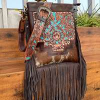 Sac à main en cuir de vachette usiné à la main de style occidental avec franges Sacs à bandoulière de luxe pour femmes de créateur de mode