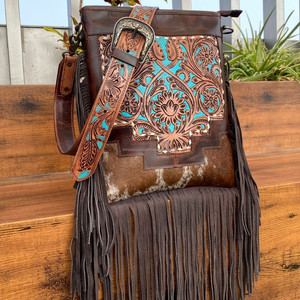 Bolso bandolera de cuero de vaca a mano de estilo occidental con flecos, bolsos de hombro de lujo de diseñador de moda para mujer - Product Image 3