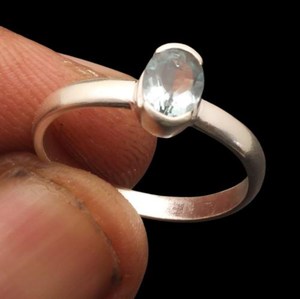 Anillo de Topacio Azul Hecho a Mano, Anillo de Piedra Preciosa Natural Chapado en Plata, Joyería de Moda, Proveedor OEM ODM - Product Image 3