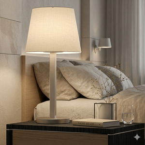 Lampe de bureau LED contemporaine minimaliste en fer pour chambre à coucher, noir et blanc, E27 - Product Image 3