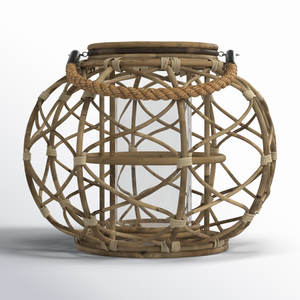 Linterna de pared de ratán con iluminación exterior costera Otros candelabros y tarros de velas - Product Image 1