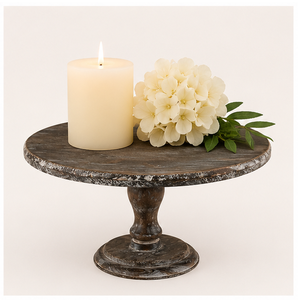 Handmade Rustic Distressed Wooden <b>Cake</b> <b>Stand</b> Vintage Round Dessert Pedestal For Wedding Decor & Party Display Decoration - Product Image 2