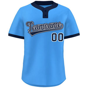 Maillot de baseball athlétique pour homme à 2 boutons, pull sport en maille légère avec bordure contrastante, uniforme de match, style urbain - Product Image 1