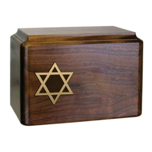Solid Wood Jewish Cremation Urn <b>Box</b> Inlaid Star of David Premium Wood Funeral <b>Keepsake</b> Urns for Adult Ashes Wooden Cremation Urn - Product Image 1
