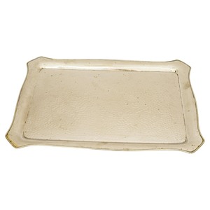 Plateau décoratif en verre Art Déco, rectangulaire, motif floral gravé, avec poignées, pièce unique, finition argentée - Product Image 4