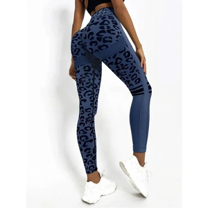 High Waist Full Length Leopard Print <b>Leggings</b> Women's Stretch Breathable Knitted Sporty Yoga Pants All Seasons Wear - Product Image 6