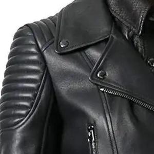 Women's Genuine <b>Leather</b> Jacket Zipper Closure Buckle Details <b>Short</b> Length Full Sleeve Winter Style Windproof Waterproof - Product Image 6