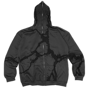 Ensemble de survêtement tie-dye personnalisé, veste à capuche zippée et pantalon assorti, imprimé effet craquelé, streetwear unisexe, tenue deux pièces - Product Image 5