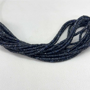 Cuentas Rondelle facetadas de calidad AAA, hebras de piedras preciosas de zafiro azul oscuro de Pailin Natural de 3mm para accesorios de fabricación de joyas - Product Image 2