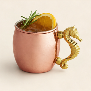 Copper Moscow Mule <b>Mug</b> with <b>Gold</b> Seahorse Handle Food Grade Handcrafted Beer Cocktail Cup for Home Bar and Party Decor - Product Image 3