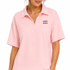 Women's <b>Short</b> Sleeve Polo Shirt And <b>Shorts</b> Set Casual Summer <b>Lounge</b> Wear Breathable Loose Fit Custom Made Women Polo Shirt - Product Image 4