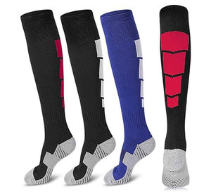 Blue <b>Knee</b> <b>High</b> Compression Socks With Reinforced Heel And Toe Breathable Elastic Arch Support For Outdoor Sports - Product Image 3
