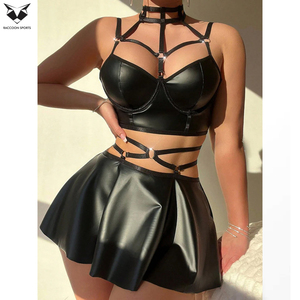 Nuevo Servicio OEM DM, Recién Llegado, Precio al por Mayor Personalizado, Trajes de Cuero Sintético de 2 Piezas Modernos y Cómodos para Mujer - Product Image 3